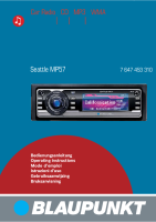 Blaupunkt Seattle-MP-57 - Owners Manual